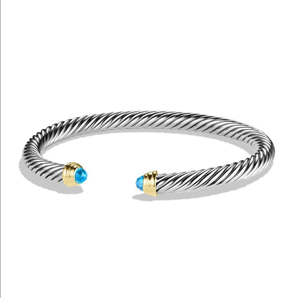David Yurman Cable Bracelet - Blue Topaz and Gold